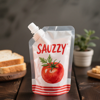 Pochette à bec verseur personnalisée haute barrière de qualité alimentaire, rechargeable, pour emballage de liquides (jus, lait, thé, café, confiture, purée, ketchup)
