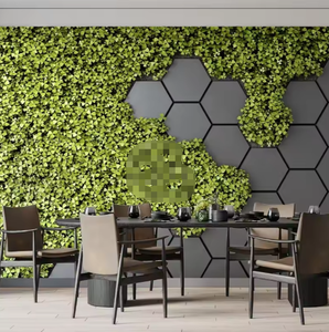 <span class=keywords><strong>Pared</strong></span> de <span class=keywords><strong>ladrillo</strong></span> hexagonal negra trébol verde vegetación Mural papel tapiz pegatina - Product Image 2