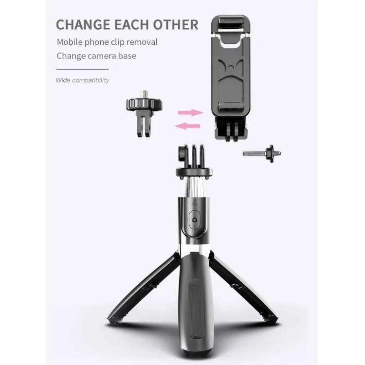 Selfie Stick Tripod with Wireless Remote Mini Extendable 4 in 1 Selfie Stick L02 Rotation Phone Stand Holder