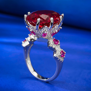 Nuevo juego <span class=keywords><strong>de</strong></span> anillos <span class=keywords><strong>de</strong></span> lujo rojo <span class=keywords><strong>sangre</strong></span> 12*16mm, anillo <span class=keywords><strong>de</strong></span> plata 925 <span class=keywords><strong>de</strong></span> diseño personalizado <span class=keywords><strong>de</strong></span> diamante <span class=keywords><strong>de</strong></span> alto carbono - Product Image 2