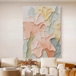 Nghệ thuật ban đầu tối giản hiện đại với khung thủ công ba chiều hoàn toàn bằng tay sơn dầu trên vải hoa trăng tròn - Product Image 3