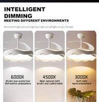 Lustre LED moderne de 42 pouces avec télécommande intelligente, 220V, moteur BLDC, corps en ABS blanc, moteur DC pour ventilateur de plafond