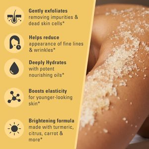 Gommage corporel exfoliant au curcuma pour éliminer les peaux mortes, vitamine C, taches brunes, éclaircissant, pour une peau éclatante, zone du bikini et aisselles - Product Image 2