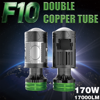 Ampoules LED F10 170W 17000LM avec deux tubes en cuivre, ventilateur haute vitesse H4, IP68 Canbus, deux mini-lentilles, pour phares de voitures et motos (vente en gros)