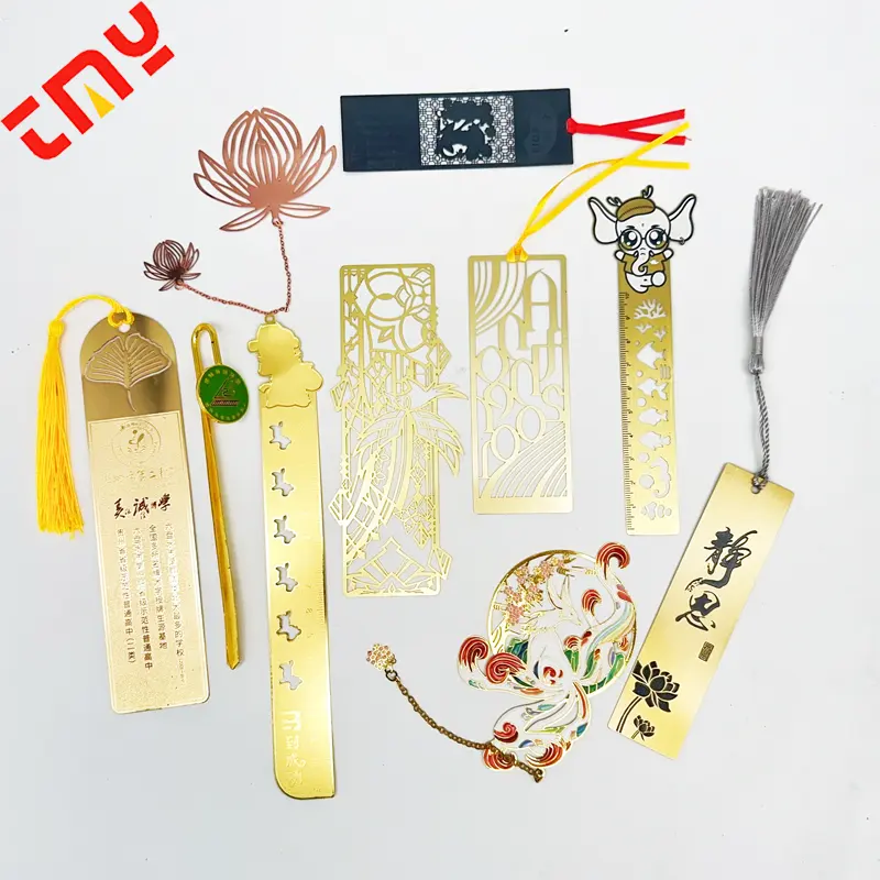 Wholesale Promotional Gifts Personalized Custom Shape Gold Book Mark Blank Unique Anime Cute Metal Bookmarks For Books