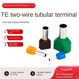 Cosses de câblage pré-isolées à double fil de type tube série TE E, en cuivre étamé, 0,5-16 mm², connecteur de rail DIN, embout de câble - Product Image 2
