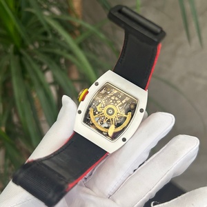 Montre mécanique de luxe, style urbain, cadran blanc en céramique ajouré, design unique avec visage souriant de designer - Product Image 6