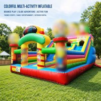 Structure gonflable à thème de dessin animé avec toboggan, équipement de terrain de jeu gonflable pour enfants, fêtes et événements commerciaux