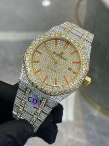 Montre mécanique de luxe en moissanite de qualité supérieure - entièrement sertie de diamants, or, acier inoxydable, montre de luxe pour homme, mode et affaires - Product Image 2