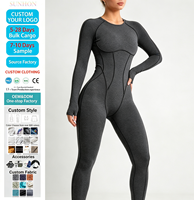 Combinaison de sport et yoga une pièce personnalisée pour femme, dos nu, en spandex, à manches longues, respirante et à séchage rapide