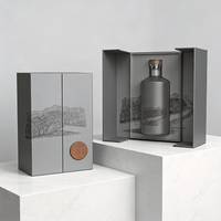 Boîte en carton personnalisée mate à double porte avec insert en mousse EVA premium pour bouteilles vides de vin rouge, whisky, vodka, champagne