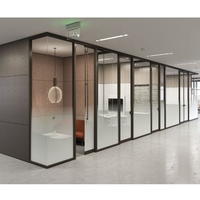 Séparateurs de pièces de bureau modernes personnalisables cloison en verre et aluminium insonorisée pleine hauteur démontable