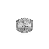 Bague Maçonnique Homme Unisexe Luxe Plaqué Or Glacé Diamant Lodge Franc-Maçon AG Style Hip Hop Punk