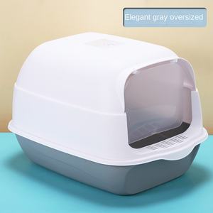 Caja de arena para gatos de plástico antisalpicaduras de gran tamaño completamente cerrada, inodoro para mascotas fácil de limpiar con envío gratis - Product Image 3