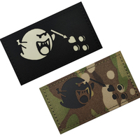 Parche de hombro DIY con diseño de pez redondo y gordo con zorro, estilo táctico, con brillo IR negro, etiqueta DIY con animales y tiburones