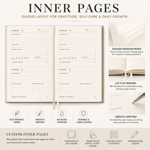 Diario Planner A5 con Copertina Rigida in Tessuto <span class=keywords><strong>di</strong></span> Lino, Bordo Dorato, per la Pratica della Gratitudine per Tutti - Product Image 4