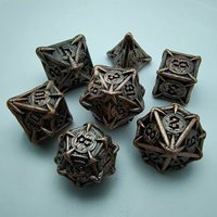 Piquet d'arbre polyédrique doré gravé à la main pour un jeu de dés en métal de 7 pièces pour le jeu de table Dungeons & Dragons