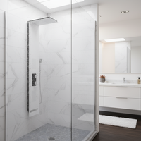Ensemble de douche mural en aluminium poli avec jets de massage pour salle de bain