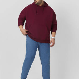 Sudadera con Capucha Lisa al por Mayor, Personalizable, Estilo Urbano, Oversize, Básica, de Algodón Mezclado, para Hombre, Cálida, de Invierno, Tallas Grandes - Product Image 3