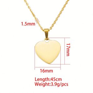 Collar con Colgante de Corazón Grabado para el Día de San Valentín, Cadena de Acero Inoxidable de Titanio para Mujer, Alta Calidad - Product Image 3