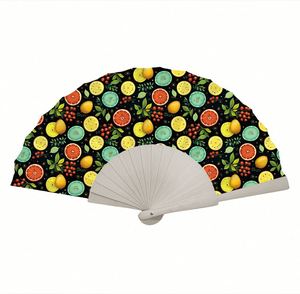 Art Logo Flower Handfan Favor Fabric Wooden Paper Folding Custom Portable <b>Hand</b> <b>Fan</b> for Wedding New Year Promotion - Product Image 6