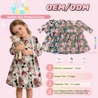 Robe personnalisée imprimée pour bébé fille, robe à manches longues à imprimé floral, robe trapèze pour bébé fille, tenue décontractée pour sorties