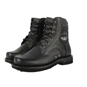 Tactical black in full grain pilot Genuine leather boot