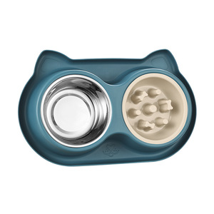 Bols doubles en acier inoxydable pour animaux de compagnie, alimentation lente, anti-étouffement, antidérapants, grande capacité pour chiens et chats - Product Image 2