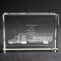 Neelpure 133693 - Premio de Cristal Rectangular Grabado en 3D con Diseño de Camión Semirremolque Personalizado para Reconocimiento en la Industria del Transporte