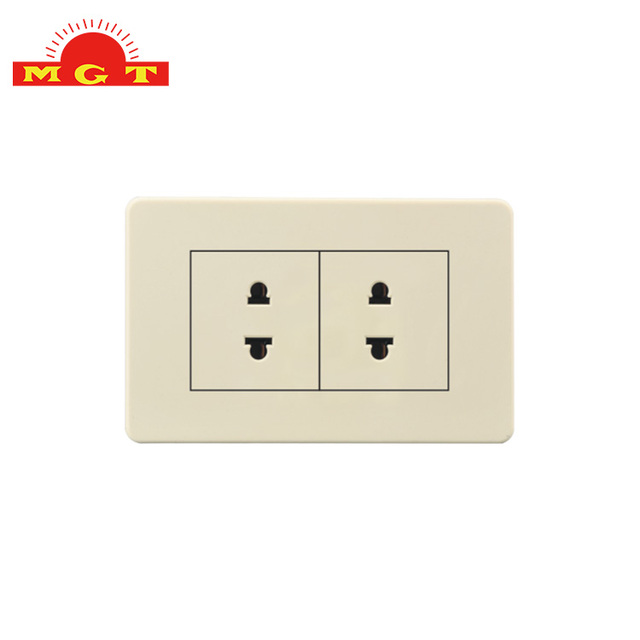 Source Manufacturer Compliant Safety Certification Beige square USA Standard Double 2pin Wall Socket for Home Hotel