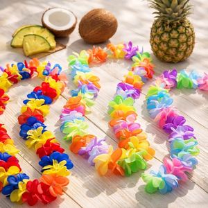 สร้อยคอพลาสติกดอกฮูลาแบบทรอปิคอล สีสันสดใส สำหรับตกแต่งงานปาร์ตี้ธีมฮาวาย สำหรับงานเลี้ยงฮาวายลูอาว และงานปาร์ตี้ทรอปิคอล - Product Image 2