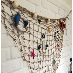 Red de Pesca Mediterránea de Cuerda de Cáñamo, Forma Irregular, Decoración de Pared para el Hogar, Decoración Interior - Product Image 2