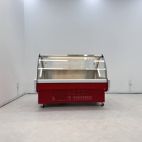 Vitrine réfrigérée incurvée rouge pour la présentation d'aliments préparés, comptoir de plats froids pour restaurant