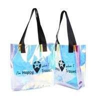 Sac fourre-tout en plastique holographique en PVC personnalisé de haute qualité Sac fourre-tout en PVC imperméable transparent avec logo personnalisé