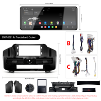 Autoradio Android Meihua 12,3 pouces pour Toyota Land Cruiser 2007-2021, écran multi-touch 4 Go, GPS, écran partagé, caméra 360°
