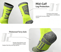 Chaussettes de sport d'extérieur épaisses pour la randonnée et le ski, en coton peigné extra-épais avec dos en terry, pour hommes, vente en gros transfrontalière