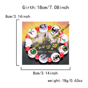 Accessori Classici di Halloween: Braccialetto con Perline in Legno Stampate con <span class=keywords><strong>Occhi</strong></span> Insanguinati, Collana con Ragno Malvagio e Pipistrello per Uomo e Donna - Product Image 5