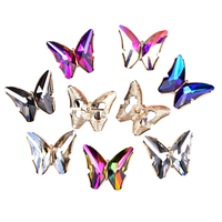 Fleur de chaussures gravée à dos plat DIY, écologique, avec boucle papillon 3D en cristal brillant, épingle en métal plaqué or et strass en verre