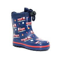 Bottes de pluie pour enfants avec col à cordon, imperméables, imprimé camion de pompiers, en caoutchouc naturel, bottes Wellington pour tout-petits garçons, chaussures de jardin