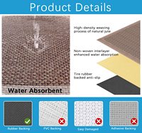 Kitchen Mats Anti-Slip Rubber Backing Woven Washable Cut-Pile Polyester Plaid Pattern Thin Modern Kitchen Bathroom Balcony Mats