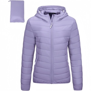 Bulk-Customizable Women's <b>Lightweight</b> Packable Hooded Puffer - Quilted Windproof Winter <b>Coat</b> - Product Image 5