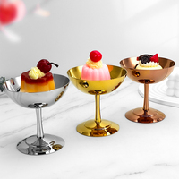 Vaso de Acero Inoxidable de Tallo Largo para Helado, Bebidas Frías, Cócteles, Plato para Aperitivos, Tazón para Servir Postres y Tartas para Restaurantes y Hoteles