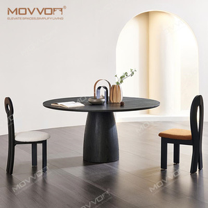 Mesa de comedor de madera maciza contemporánea en diseño moderno de nogal negro con <span class=keywords><strong>Lazy</strong></span> <span class=keywords><strong>Susan</strong></span> y sillas tapizadas para almacenes - Product Image 3