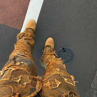 Ensemble de vêtements de luxe pour hommes DiZNEW, jean déchiré et veste en denim, style streetwear hip-hop, effet délavé, collection 2024
