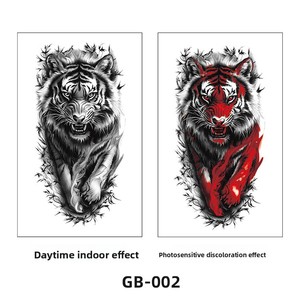 Nouveaux autocollants de <span class=keywords><strong>tatouage</strong></span> photochromiques imprimés par transfert d'eau, imperméables, résistants à la transpiration, pour usage extérieur, motif tigre/loup/animal - Product Image 4