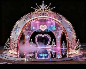 عرض قوس ومتاهة بإضاءة LED خارجية بتصميم ندف الثلج لعيد الميلاد وعيد الشكر، مناسب للحدائق الترفيهية وديكورات حفلات الزفاف - Product Image 1