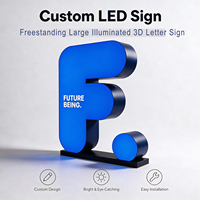 Enseigne LED 3D personnalisée autoportante en acrylique bleu, éclairée par l'avant, pour stand de salon professionnel, enseigne de magasin éphémère