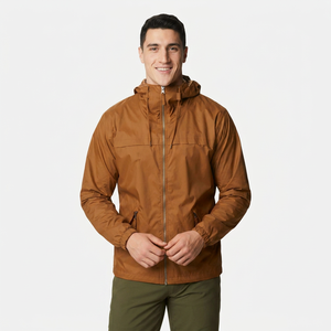 <b>Men's</b> High-Grade Wool Fabric Windbreaker <b>Jacket</b> Custom Solid Color Hooded <b>Pullover</b> with Full Zip XS Size for Winter Outdoors - Product Image 1
