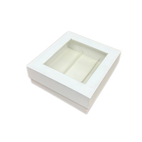 Boîtes cadeaux en carton rigide vintage transparentes haut de gamme en gros avec fenêtre, impression de lamination mate, poignée