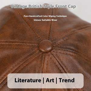 Casquette Gavroche Tendance en Cuir PU pour Homme et Femme, Style Britannique, 8 Panneaux, Collection Automne Hiver 2025 - Product Image 3